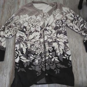 Isaac Mizrahi Live! Jacquard Rose Boyfriend Cardigan